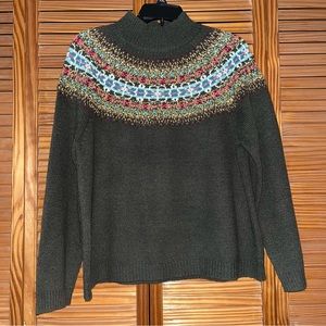 Liz‎ Claiborne Lizsport Petite Long Sleeve Wool Blend Green Sweater Large Petite